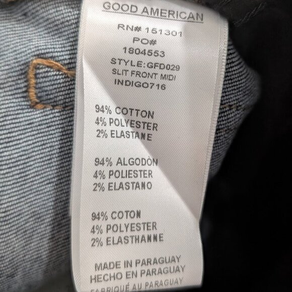 NWT Good American | Slit Front Midi Skirt In Dark Indigo716 - Picture 8 of 9